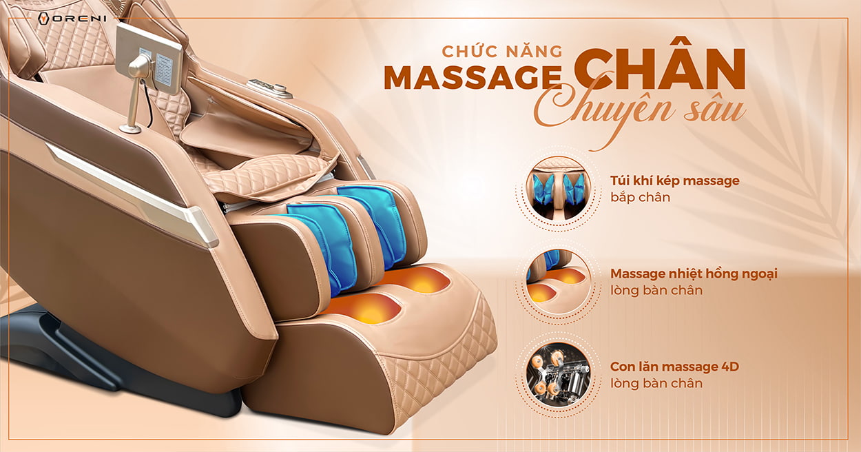 Chức năng massage chân chuyên sâu giảm căng thẳng, phục hồi tổn thương