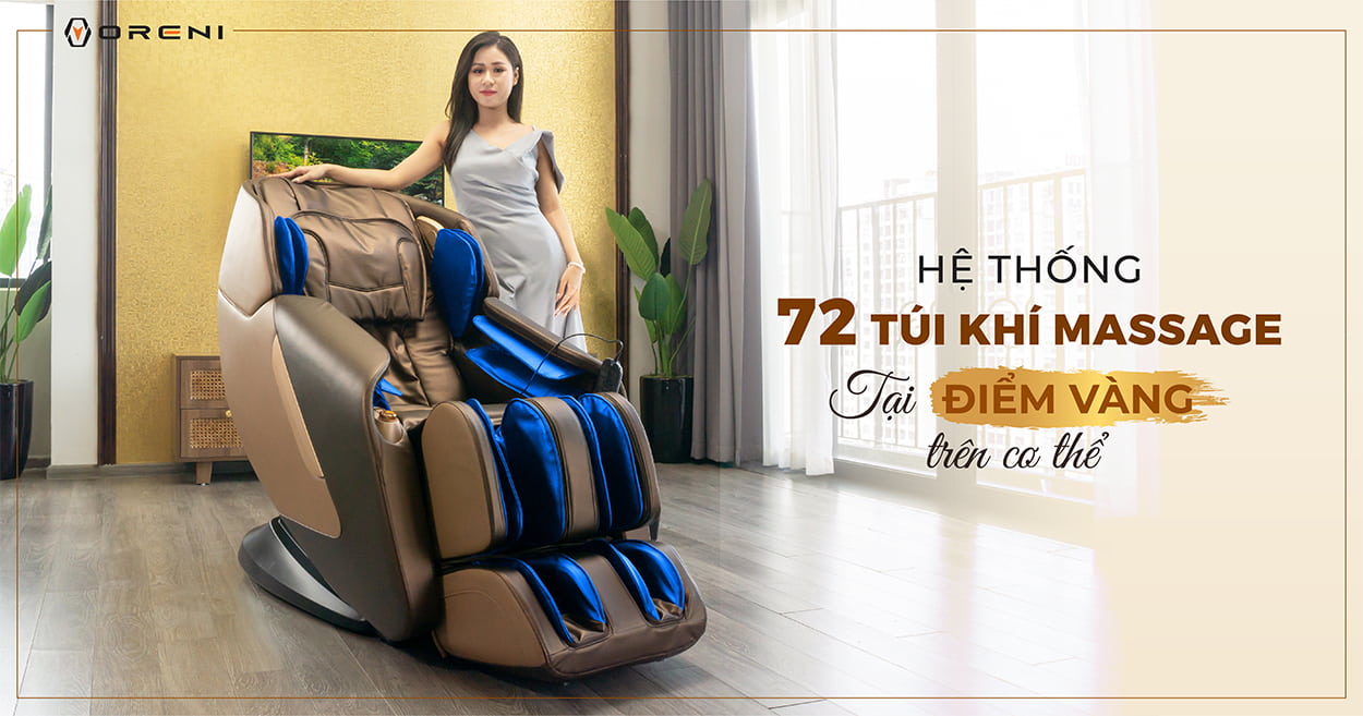 Ghế massage Oreni OR-200 được thiết kế với 72 túi khi toàn thân