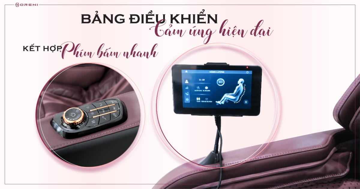 Bảng điều khiển cảm ứng LCD rộng 7inch cùng với nút điều chỉnh vật lý tiện lợi