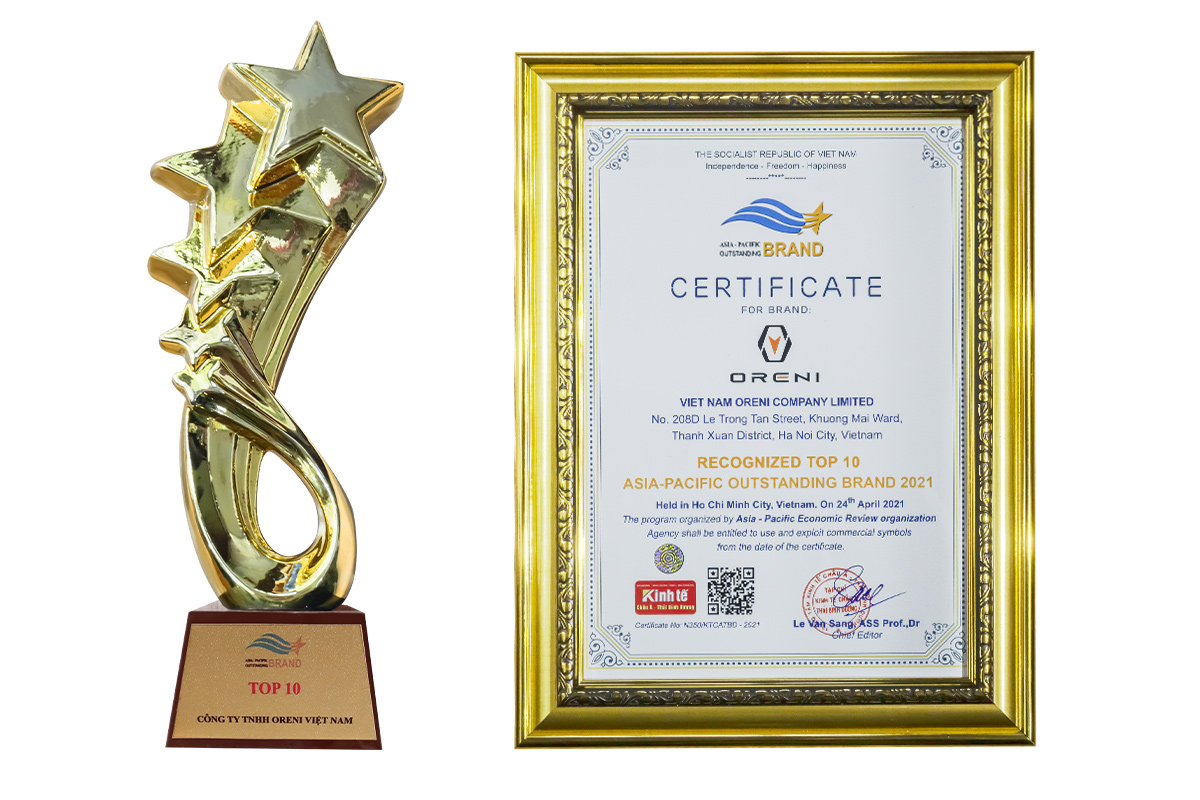 Oreni nhận giải thưởng Top 10 Thương hiệu tiêu biểu Châu Á - Thái Bình Dương