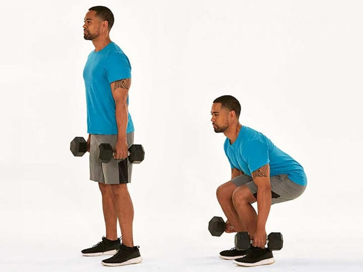 Tập Dumbbell Squat tăng độ khó và độ nặng cho việc tập luyện