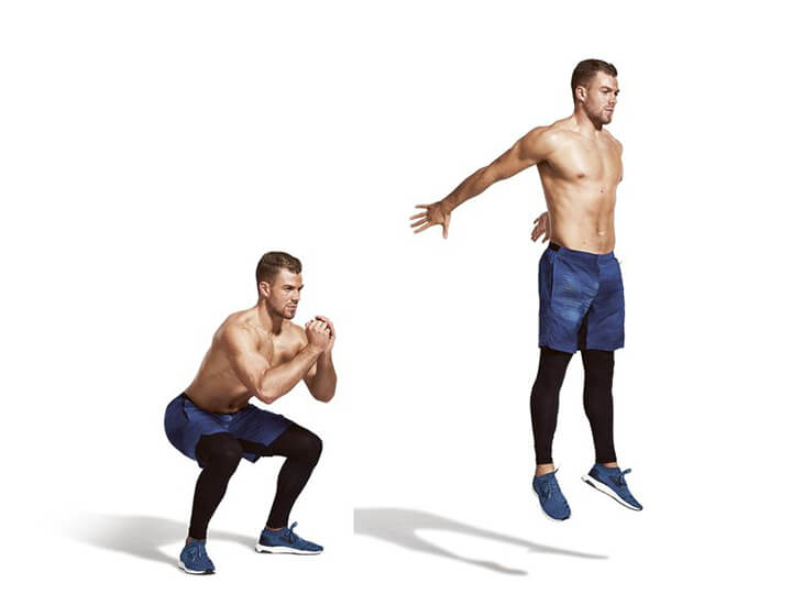 Bài tập bật nhảy squat có thể thực hiện ở cả nam và nữ cho hiệu quả cao, giảm mỡ bụng nhanh chóng