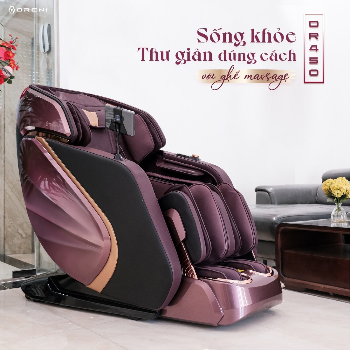 Ghế massage Oreni OR-450 thiết kế sang trọng, hiện đại, nâng tầm không gian sống