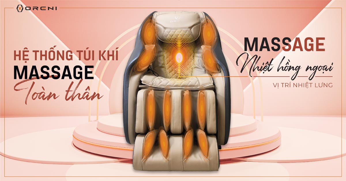Ghế massage Oreni 170 được trang bị 64 túi khí