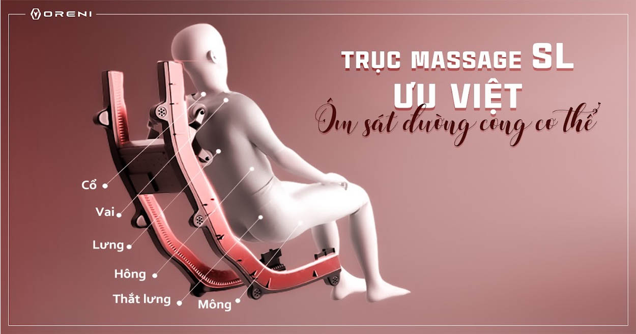 Ghế massage toàn thân Oreni Or 260 có trục massage SL dài tới 135cm