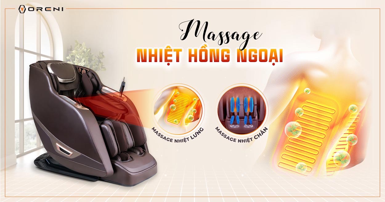 Massage nhiệt hồng ngoại ở lưng và bàn chân
