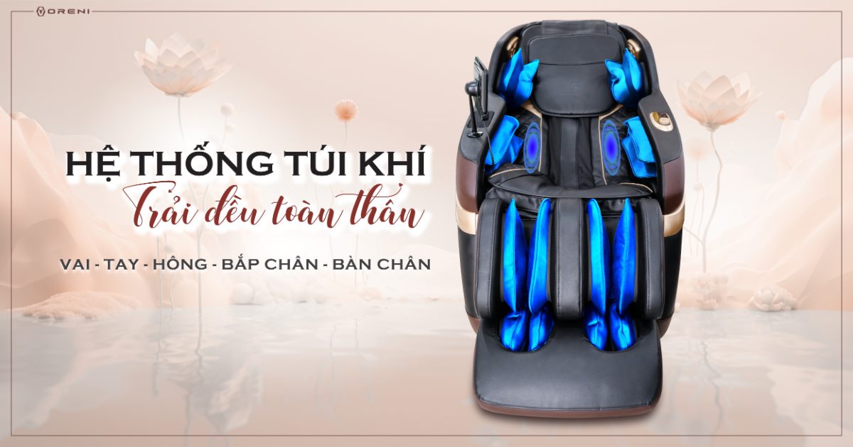 Hệ thống túi khí của ghế phân bổ toàn bộ ghế giúp đem lại cảm giác thư giãn tối đa, phù hợp nhiều người