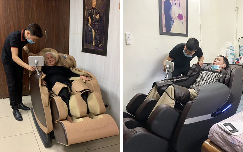 khách sử dụng ghế massage oreni or 160