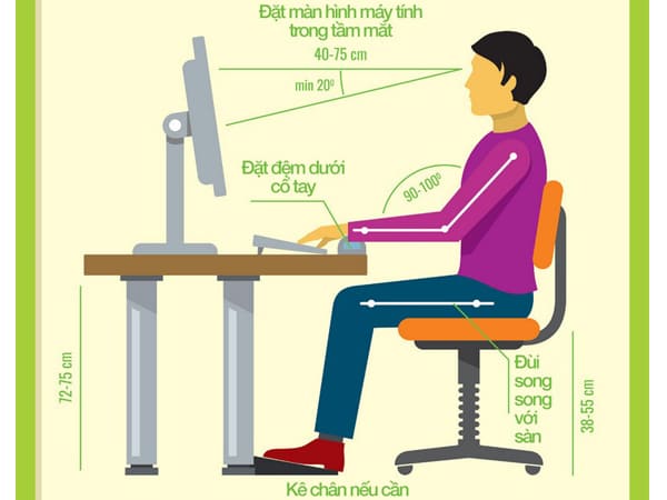 Điều chỉnh tư thế ngồi khi ngồi lâu bị đau lưng