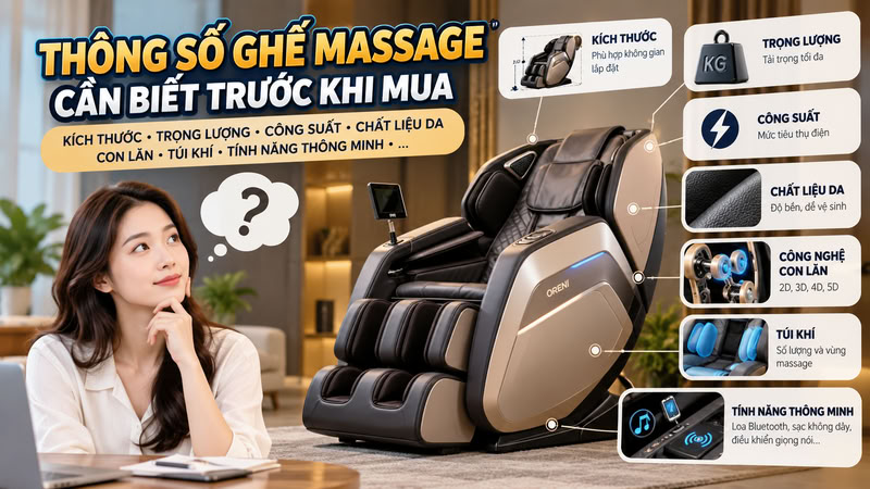 Thông số ghế massage cần biết trước khi mua