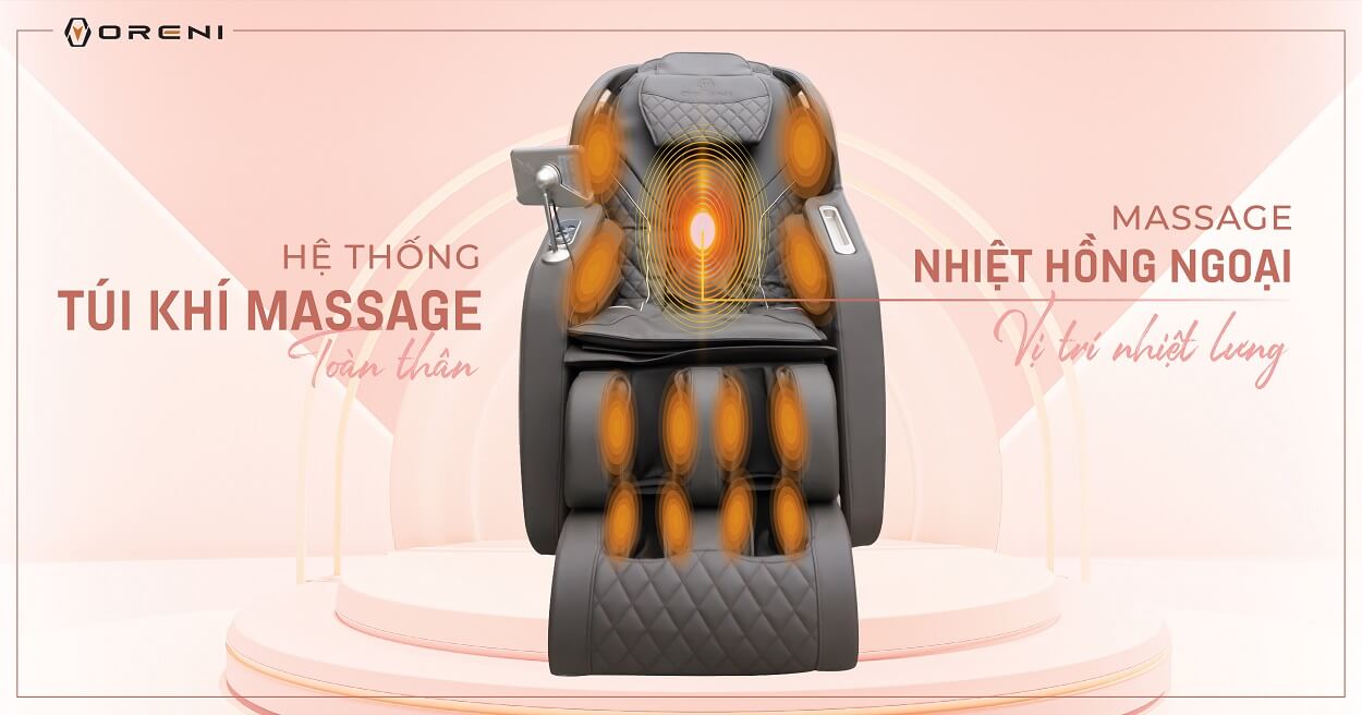 túi khí ghế massage nhiệt hồng ngoại